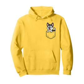 Cute Husky Puppy Pocket Pal Funny Husky Dog Lover Art Pullover Hoodie