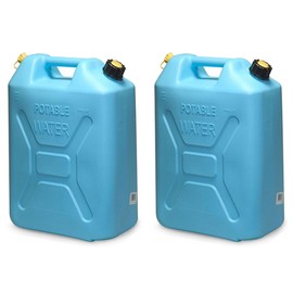 Scepter Portable Plastic Military Style Food Grade 5 Gal Water Jug Container with Reversible Spout for Camping & Emergency Storage, 2 Pack, Blue