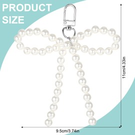 Lilbitty Y2K Pearl Bow Herz Anhänger Schlüsselanhänger, Einzigartiger Aesthetic Schlüsselanhänger Mit Silber Herzanhänger Und Metall-Klappverschluss