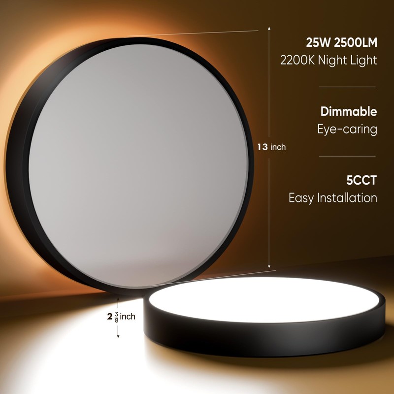 Lightania 13 Inch Flush Mount Ceiling Light with Remote Control