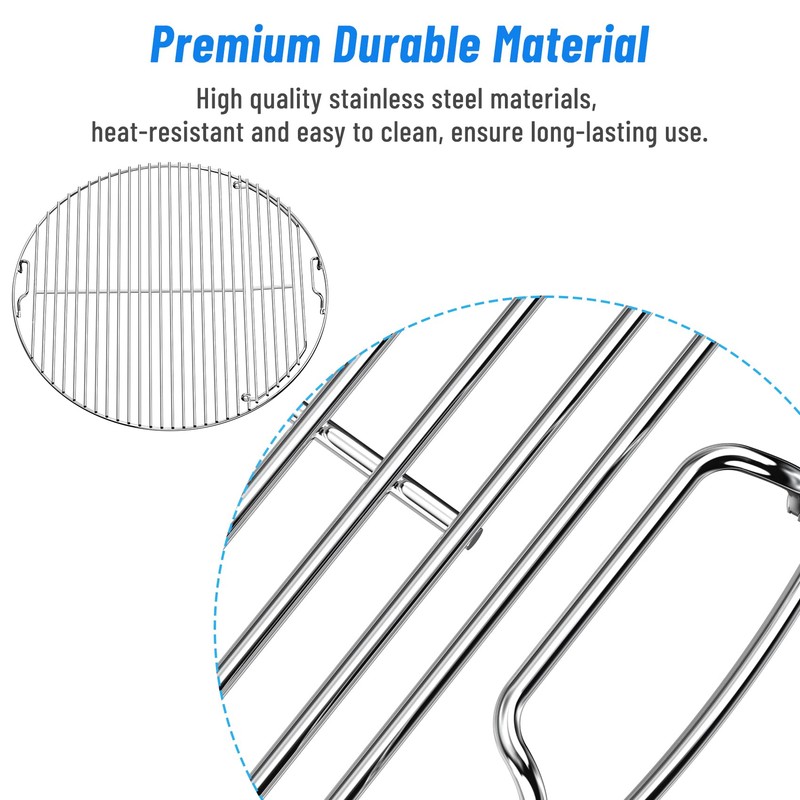 Skyflame Charkettle Stainless Steel Hinged Cooking Grate with Handles, Compatible
