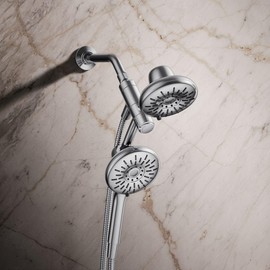 KOHLER K-R21117-G-CP Bellerose 3-Spray 5.25 in. Dual Wall Mount Fixed and Handheld Shower Head, Freespin, 1.75 GPM in Polished Chrome