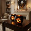Glass Om Candle Holder Set - 2 Pcs Black Diwali