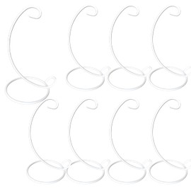 BANBERRY DESIGNS Ornament Display Stands - White Metal - 11 Inches Tall - Christmas Ornament Terrarium Holder Glass Globe - Set of 8