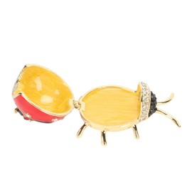 Ladybird Jewellery Box Faberge Egg Hinged Trinket Box Hand Painted Red Enamel Crystal Hand Painted Rings Earrings Jewelry Storage Box Ornament