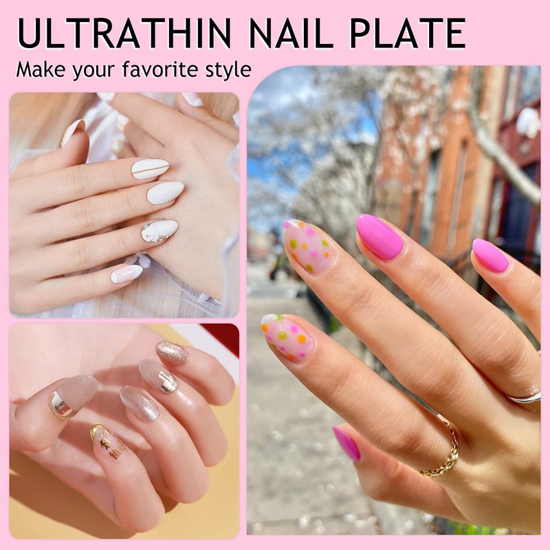 INPING Soft Gel Full Cover Nail Tips, 240PCS Short Almond