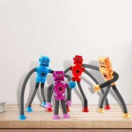 4 PCS Telescopic Suction Cup Robot, Stretch Robot Fidget Toy for Kids - Colorful Sensory Pop tubes Toys for Sensory Stress Relief, for Kids with Anxiety Creative Play and Brain Development