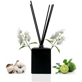 Clean Linen Reed Diffuser Set | 2.2 oz Sleek Black Rectangular Glass Diffuser | Fresh Smelling Home & Offices | Made with Cotton, Bergamot & White Musk Essential Oils | Ideal for Small Spaces