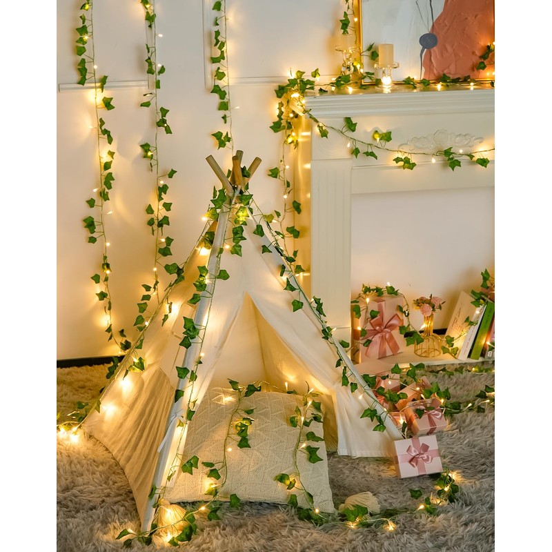 JMEXSUSS 100 LED Vines with Lights Plug in, Ivy Vines