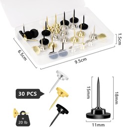 30 Pack Metal Push Pins Thumb Tacks for Walls Multipurpose Drawing Pins for Cork Board Bulletin Board Maps Office Home Decor (Assorted Colors)