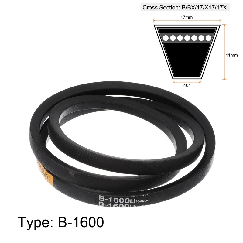 sourcing map 2 pieces B-1600 V-belt drive belt 1600 mm