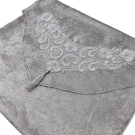 ErYa Çeyizlik Bohça Fabric Nişan Gelin Damat Hediye Gift with Fringe, Lace and Embroidery - Ideal for Dowry (Grey)