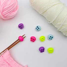 MAGUSHION 8 Pcs Colourful Double-Hole Knitting Needle Stoppers - Needle Point Protectors, Stitch Stoppers, Essential Knitting Accessories