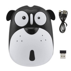 3C Light 2.4GHz Wireless Mouse Cute Animal Dog Shape Cordless Mouse Mini Rechargeable Optical Mice Cartoon Puppy Computer Mouse 3 Buttons for Laptop Desktop PC (Black)