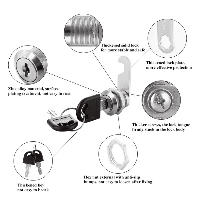 MUXHEL 16PCS Cabinet Lock 20mm Letter Box Lock Security Cam