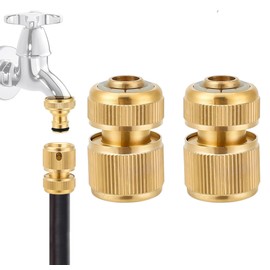 Sylken 2 PCS 1/2 Inch Garden Hose Quick Connector Brass Quick Hose End Connector Garden Hose Nozzle Connect Kit for Kitchen, Garden Hose Pipe Faucet Adapter for Washing Machine and Gardening