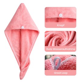 Good Nite Pack of 3 Microfibre Hair Turban with Button, Super Absorbent Hair Towel for Women, Quick Drying Turban Towel Made of Microfibre