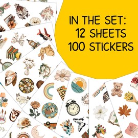 100pcs Vintage Aesthetic Stickers, Journaling Sticker for Women Waterproof Decals for Water Bottles Laptop Luggage Computer Scrapbooking Teens Adults Girls