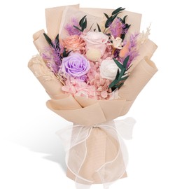 Rosaura Preserved Flowers Bouquets, Natural Real Roses for Delivery Prime, Forever Roses Bouquets Valentine's Day, Mother's Day, Christmas, Birthday Gifts - Pink