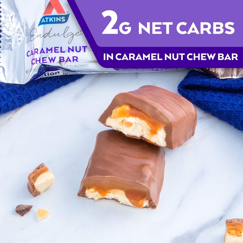 Atkins Endulge Caramel Nut Chew Bar, Dessert Favorite, 1g Sugar,