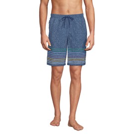 Lands' End Men's 9" Volley Hydroliner Swim Trunks X-Large Indigo/Multi Border Stripe
