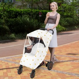 Generic Baby Stroller Rain Cover，Pure cotton thickened Winter stroller rain cover， Windproof and Waterproof, Protect from Dust and Snow, white