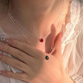 Xmsrn Vintage Acryl Wassertropfen Halskette Grün Teardrop Anhänger Halskette Minimalistisch Edelstein Tropfen Halskette Rot Edelstein Halskette Kristall Rubin Halskette Für Frauen