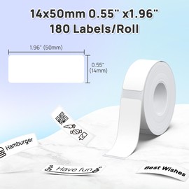 POLONO Genuine P31S Label Maker Tape, Adapted Label Print Paper, 14x50mm(0.55"x1.97"), Self-Adhesive Label Maker Tape Refill for Home/Office, Compatible with P31S Label Maker, 180 Labels, White