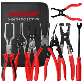 WISEUP 8-Piece Fuel Line Disconnect Tool Set – Fuel Line/Hose Clamp/Removal Pliers, Electrical Disconnect/Push Pin Tools, Relay Puller, Panel Clip Remover & Filter Caliper