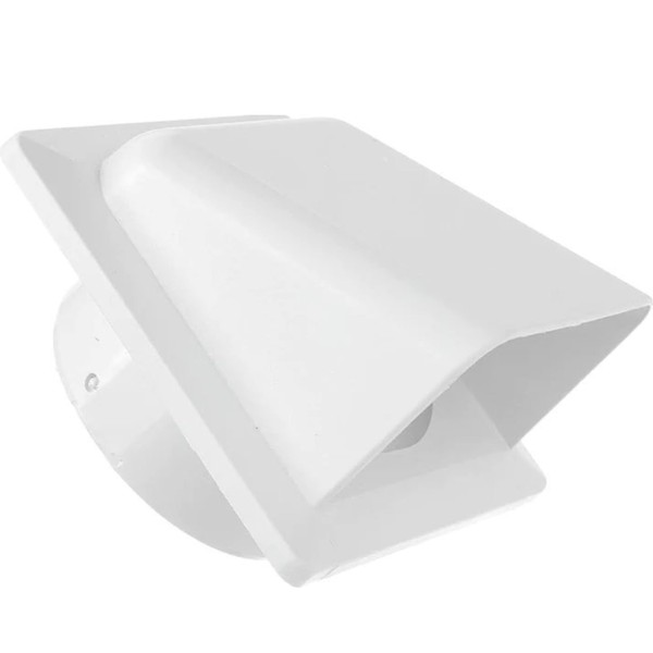 White External Vent Cover Kit - 100mm Hooded Cowl with Backdraft Shutter | Ventilation Grill for Extractor Fans, Tumble Dryers, and Walls | Plastic Cowled Vent Outlet Grille Hatch. Set by MYPURECORE