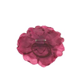 Zac's Alter Ego Very Large Satin-Feel Rose Flower on Brooch Pin & Elastic