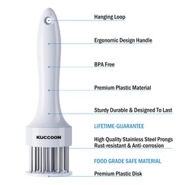 KUCCOON Meat Tenderizer Tool (Pack of 2) Stainless Steel Needle Ultra Sharp 24 Blade Tenderizer Tool for Tenderizing Beef Chicken Steak Veal Pork