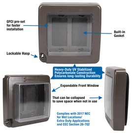 Intermatic WP7200BR Low-Profile Extra-Duty Weatherproof 2-Gang Cover, Bronze - Expandable Front Window, Versatile Mounting, Complete Installation Kit - Protect Outdoor Outlets - 2 Pack