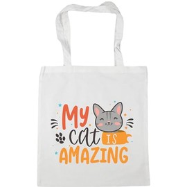 Hippowarehouse My Cat Is Amazing Gift For Him Her Daughter Son Tote Shopping Gym Beach Bag 42cm x38cm, 10 litres