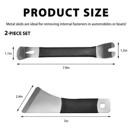 BWBWND 2PCS Auto Trim Removal Tool Set, Heavy Weight Metal Pry Boards Door Panel Remover Audio Navigation Installer, Universal Vehicle Trim Remover Pry Bar for Door Dashboard Clip