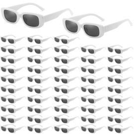 YQVIE Bulk Small Rectangle Sunglasses for Women Men Retro Trendy Square Party Glasses 50/100 Pack (50White)