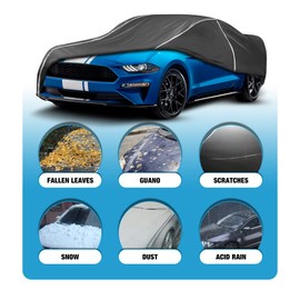 BERKSYDE Waterproof Car Cover for 1994-2022 Ford Mustang GT Shelby Cobra Bullitt Ecoboost All Weather 6 Layers Full Car Cover with Storage Bag