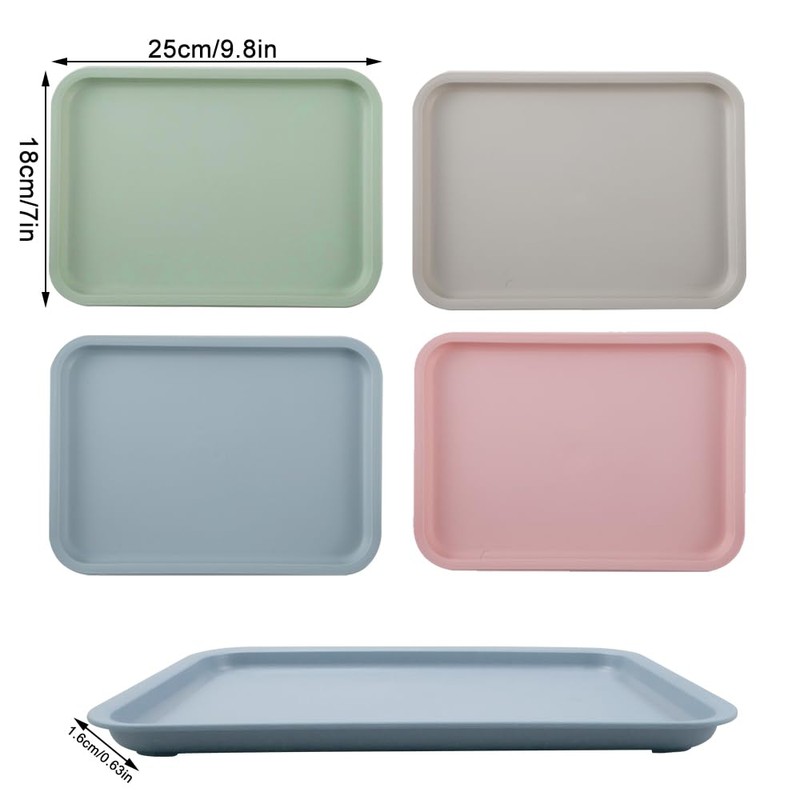 KiKiHong Set of 4 Rectangular Serving Trays, Non-Slip Small Trays,
