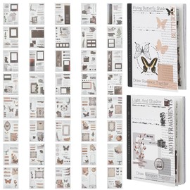 PLIGREAT 80 Sheets Vintage Washi Scrapbook Paper Stickers Aesthetic Butterfly Theme Scrapbooking Supplies Old Fashion Retro Stickers Book for Junk Journaling Scrapbooking DIY Craft