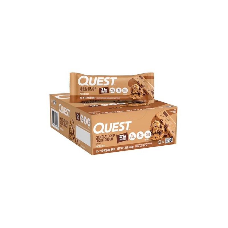Quest Nutrition Chocolate Chip Cookie Dough Protein Bars, High Protein,