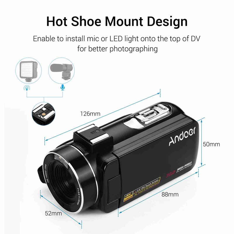 4K Handheld DV Camera 3.0 Inch IPS Touch Screen Anti