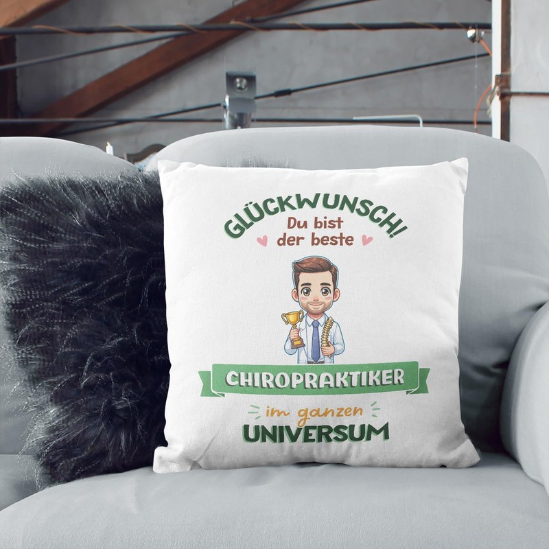 Mugffins Cushion with Filling with Saying for CHIROPRAKTIKER Mann –