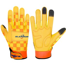 SLARMOR Gardening-Gloves-for-Women, Thorn-Proof and Touchscreen Cowhide Leather-Work-Gloves Breathable Safety Gloves with Grip - Durable Gardening Supplies Gift for Women