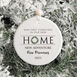 Our First Christmas in Our New Home Year 2025 1st Xmas in My New House Apartment Wedding Ornaments Couples Gift House Warming Gift Idea for Owner Realtor Gifts for Clients at Closing