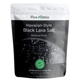 Viva Doria Hawaiian Black Lava Sea Salt, Lava Salt, Medium Grain, 5 lb