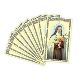 St.Therese Holy Card- St. Thérèse of Lisieux Cardstock Card with Prayer to Saint Therese on the back (10 pack)