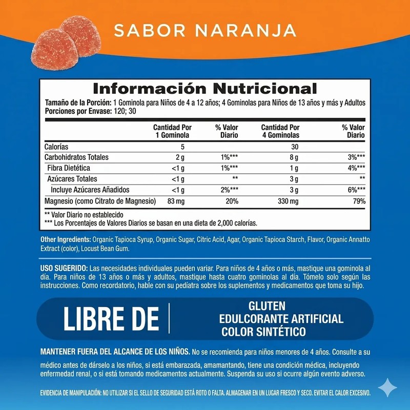 Citrato De Magnesio Calm 120 Gomitas Natural Vitality
