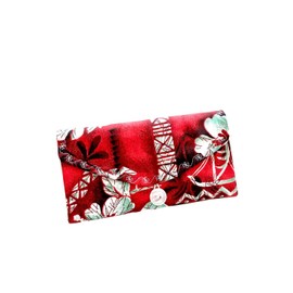 Travel Jewelry Organizer - Hawaiian Red Fabric Jewelry Wallet - Clear Pocket Travel Jewelry Case - Travel Gift