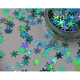 Nail Art Christmas Winter Snowflakes Glitter Sequin 6mm (Holo Blue)