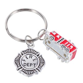 BESPORTBLE Fire Truck Keychain Metal Badge Pendant for Bag Decoration Stylish Firefighter Key Ring Accessory Adults Easy to Use Durable Design